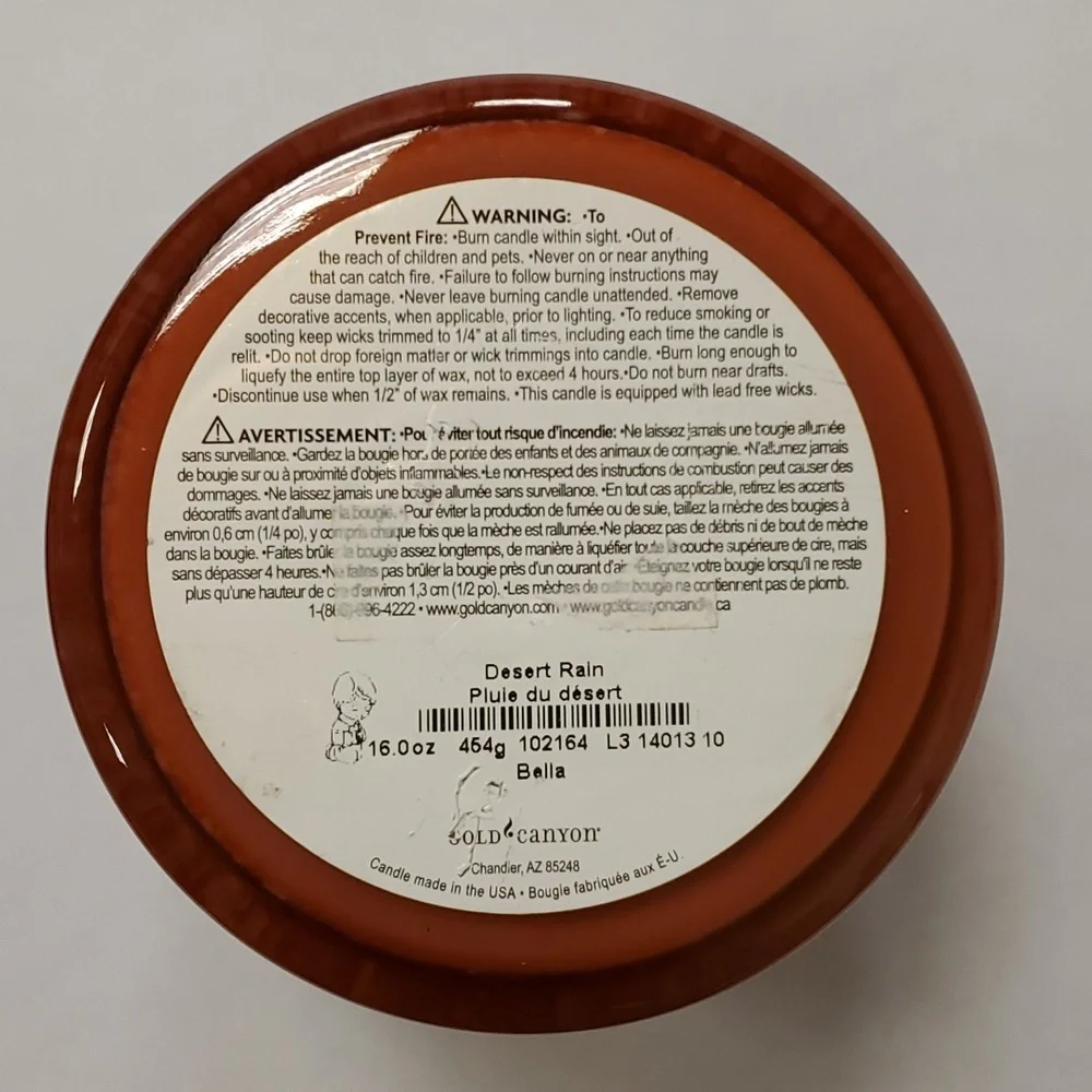DESERT RAIN Medium 16 oz/2 wick‎ Bella Gold Canyon candle
